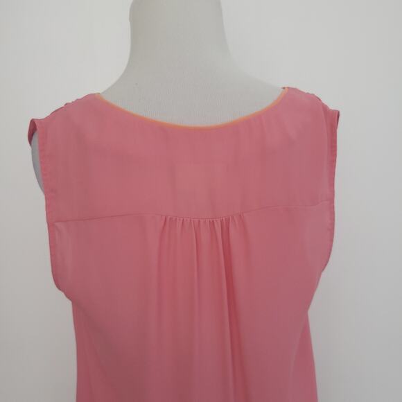 ModCloth Pink Sleeveless Blouse Split V Neck Workwear Women Medium - Picture 6 of 11